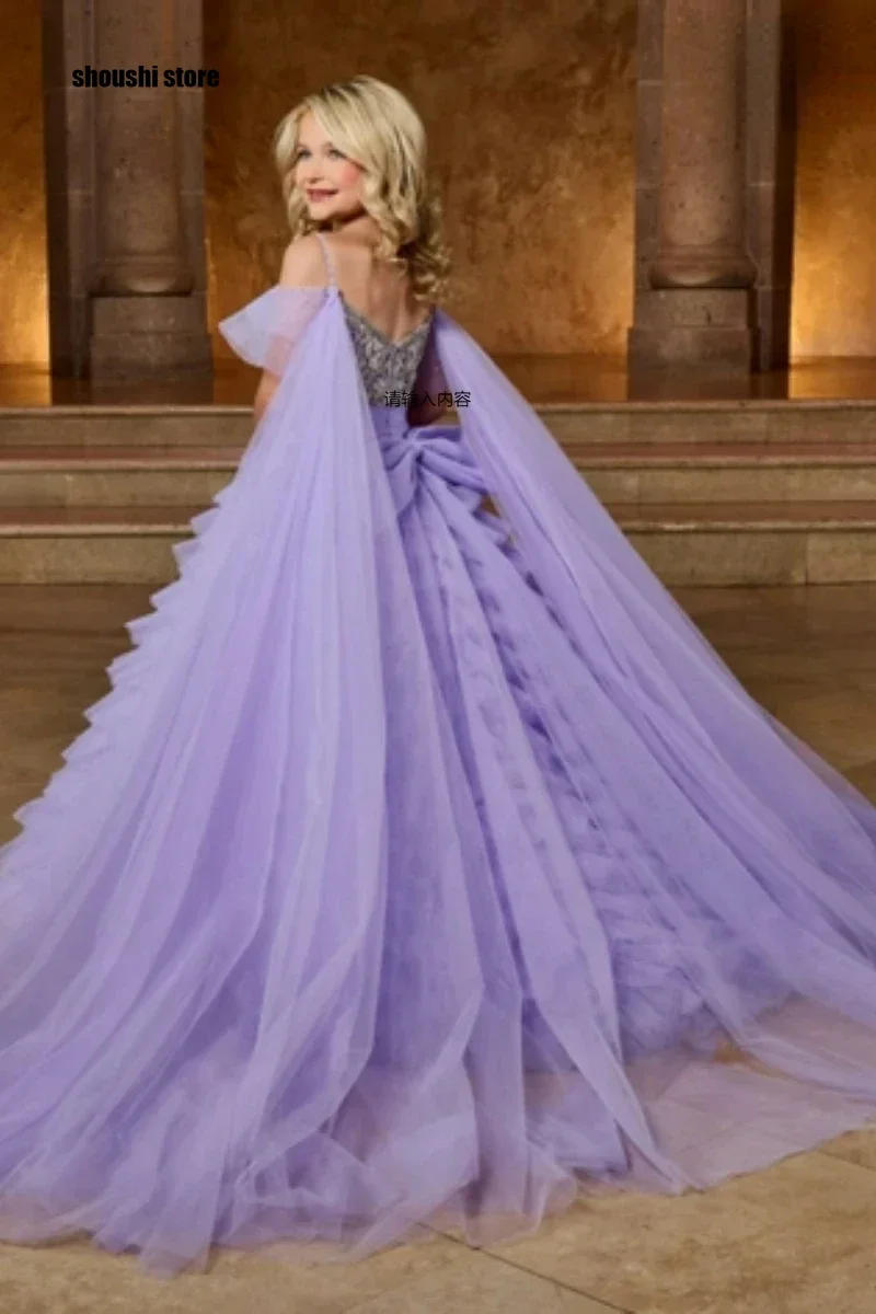 

Lavender Flower Girl Dress Kids Child Birthday Princess Dress Photoshoot Long Evening Dresses First Communion Gowns Customized