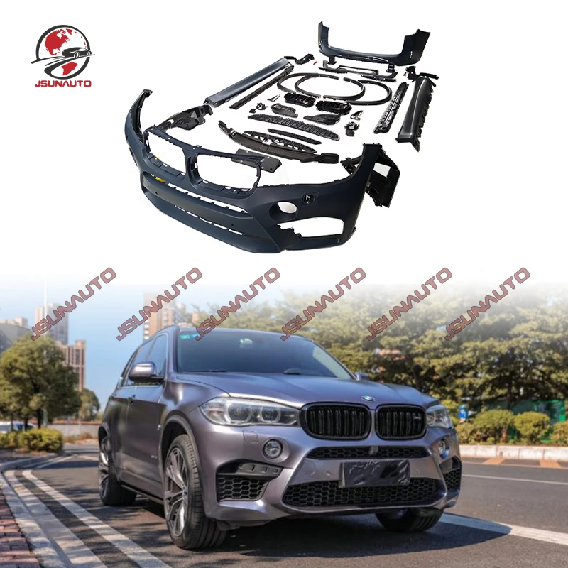 For 2014-2018 BMW X5 Upgrade X5M Style Unpainted Bumper Side Skirts Wheel Eyebrows Car Exhaust For X5 Series FRP Bodykit