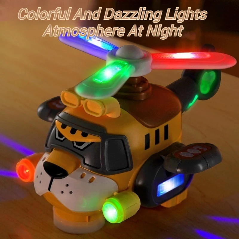 Rotating Tiger with Light Electric Airplane Toddler Cartoon Toys With Sounds Children's Toy Helicopter for Boys Birthday Gifts