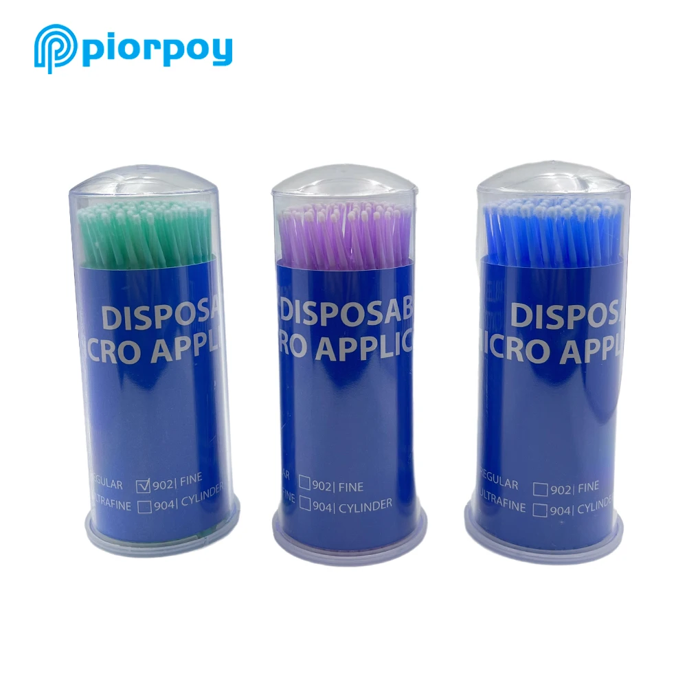 PIORPOY-microcepillo Dental desechable de 100 piezas/botella, cepillo aplicador de odontología Oral, herramientas de extensión