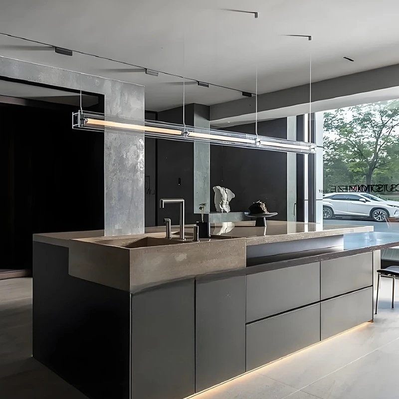 Minimalist Dining Room Pendant Light Studio Geometric Island Fixture Designer Bar Counter Glass Linear Pendant Lamp