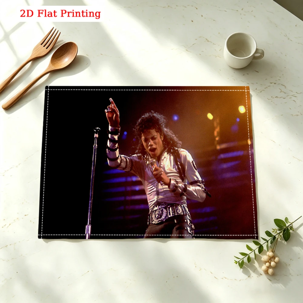 1pc Retro Style Placemat Black Michael Jackson Concert Print Table Mat Kitchen Dining Decor Non Slip Heat Resistant 30x40cm
