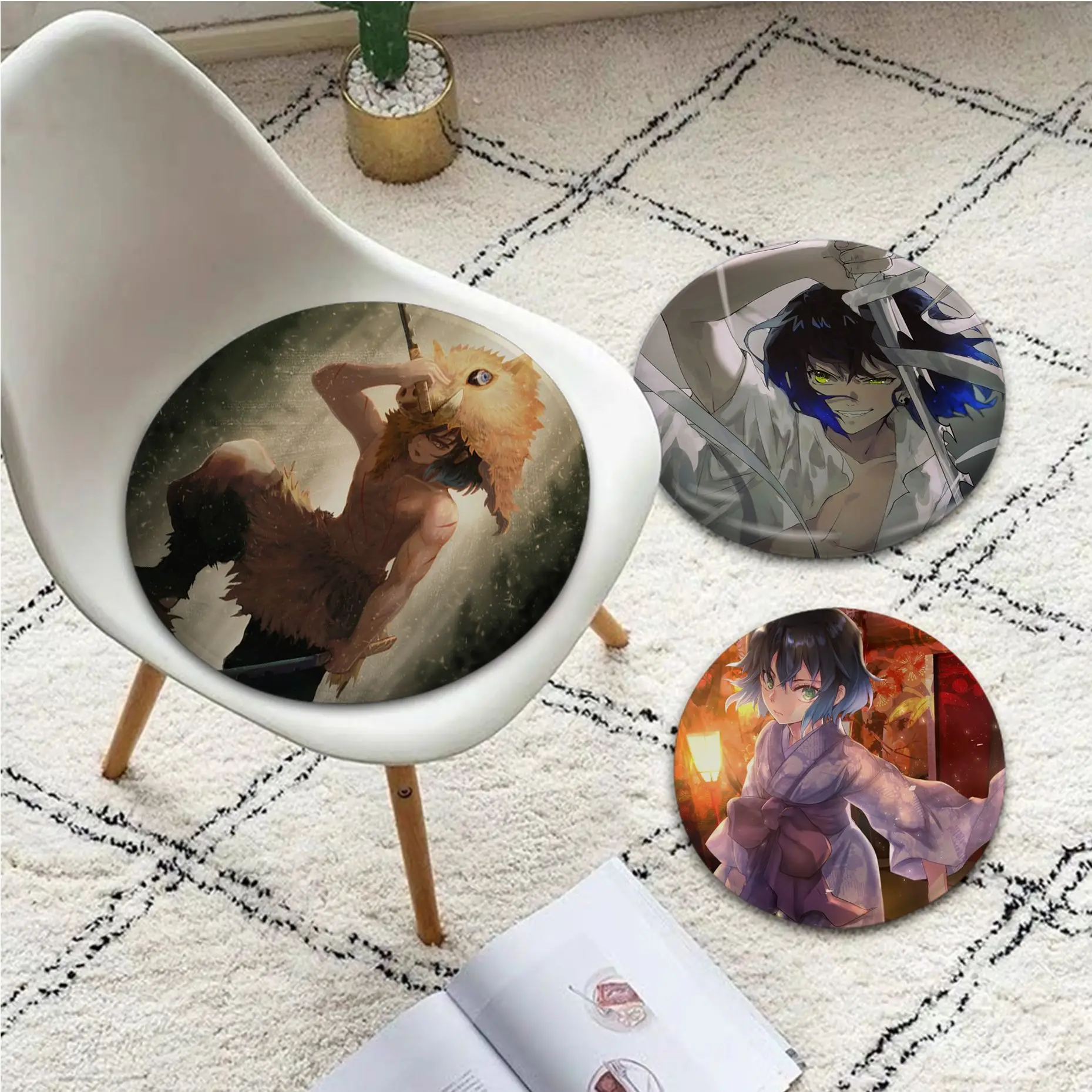 

Demon Slayer Hashibira Inosuke European Seat Cushion Office Dining Stool Pad Sponge Sofa Mat Non-Slip Cushion Pads