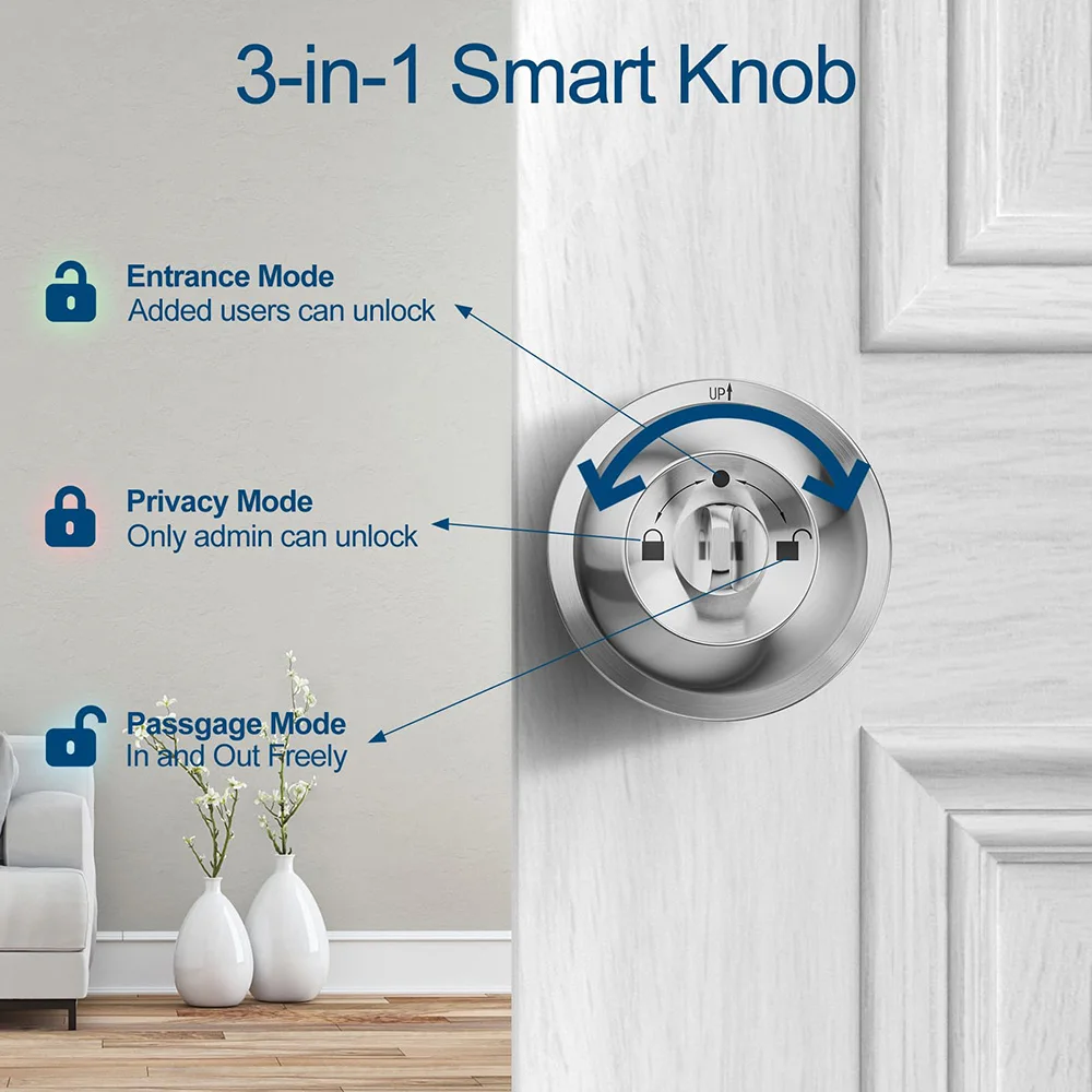 Fingerprint Door Lock Smart Door Knob Fingerprint Door Knob Smart Door Lock with Great for Bedrooms Apartments Offices Hotels