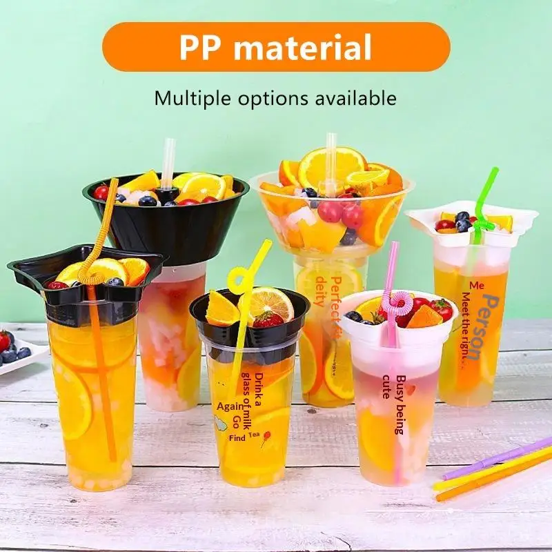 SUSU 10/50Pcs Disposable Plastic Cup Drink Snack Cup Bowl Bubble Milk Tea Fruit Portable Cups Desserts Fondue Cup Adults Kids - view 4