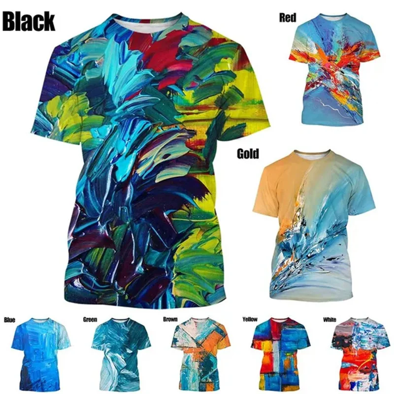 Colorful Abstract Cool Painting Pattern 3D Printed T-Shirt Men's Casual Street Daily Short Sleeve Women Unisex Children Tshirt