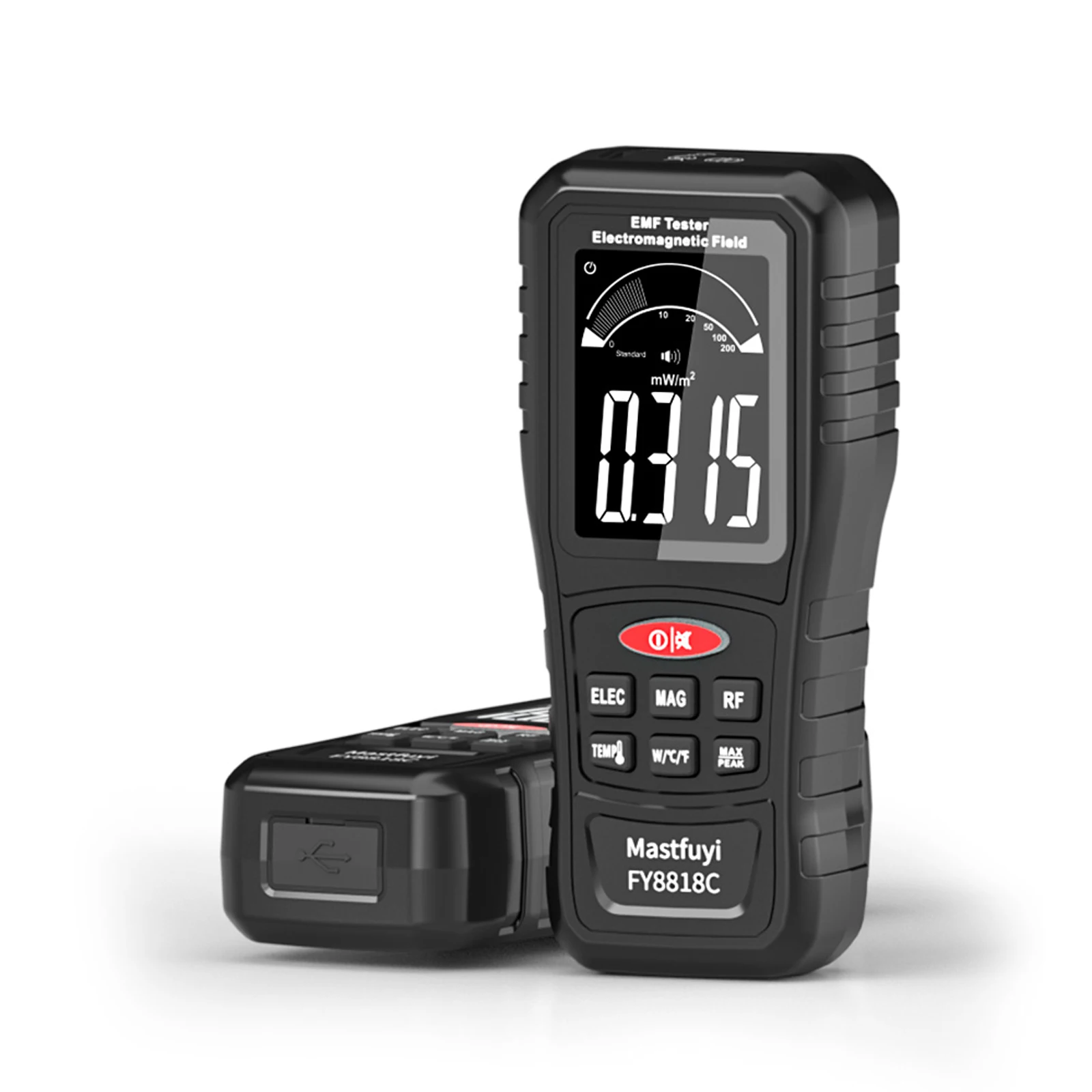 

Mastfuyi FY8818C EMF Meter Electromagnetic Radiation Detector Rechargeable High Precision Electric Field Magnetic Field RF Test