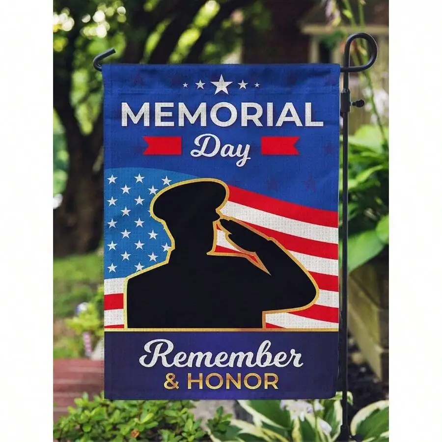 

Burlap Memorial Day Garden Flag, 12x18 Inch Double Sided Outdoor Patriotic Yard Decoration