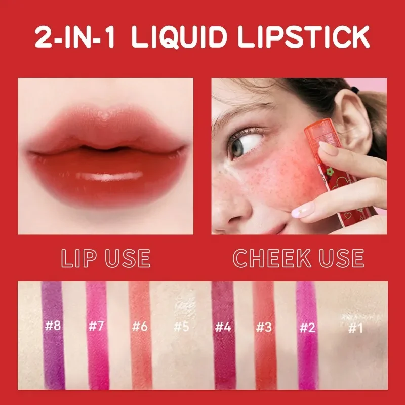 8 colori Water Light Lip Gloss frutta Liquid Liptint Roll-on Lip Stain idratante antiaderente Jelly Lipstick trucco coreano cosmetico