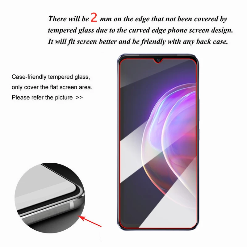 For Vivo V21S Glass For Vivo V21 V21E V21S Tempered Glass 6.44 inch Transparent HD Screen Protector For Vivo V21S 5G Lens Flim