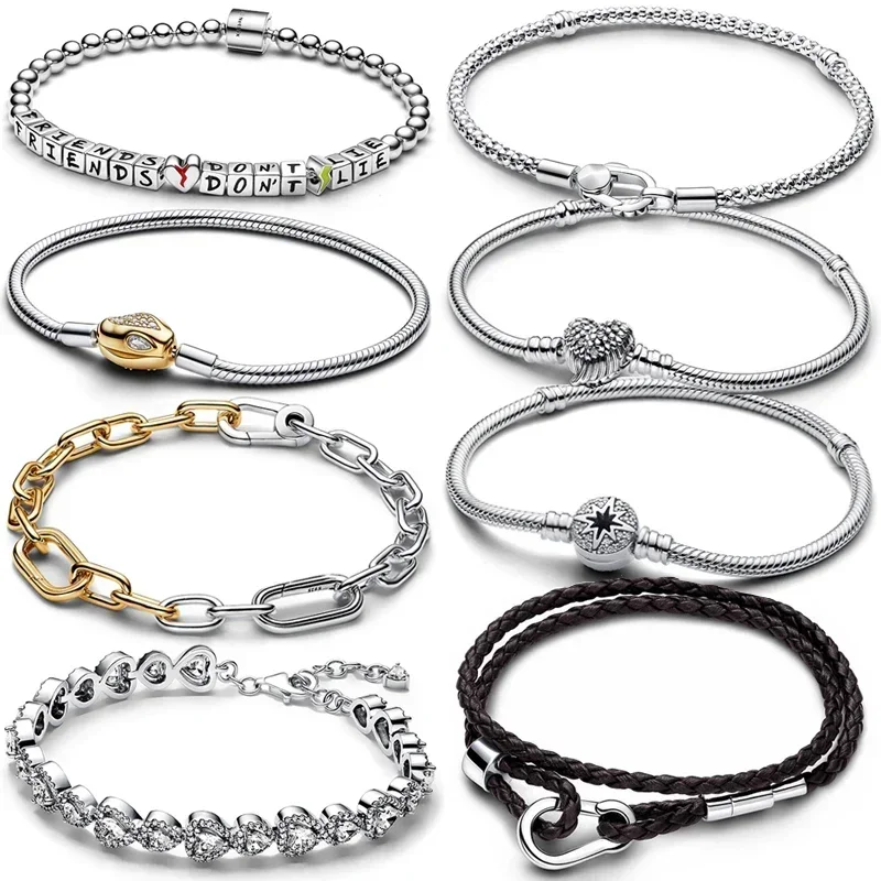 

2025 New 925 Silver Exquisite Love Heart Wings Women's Spirit Snake ME Bracelet Fashion Festival Charm Bracelet
