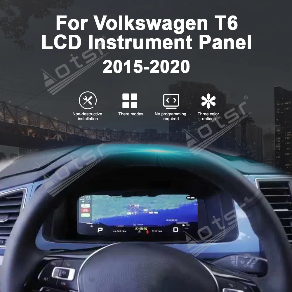 

Полный ЖК-цифровой приборной панели, виртуальный кокпит, цифровая приборная панель для кластера высокого разрешения Volkswagen T6 2015-2020,