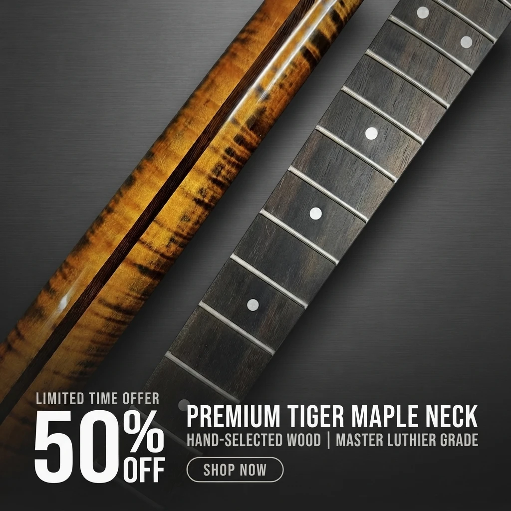 ST Style Electric Guitar Neck Flame Maple Glossy Finish 22-Fret Rosewood Fingerboard Rear Truss Rod Adjustable 925 Radius