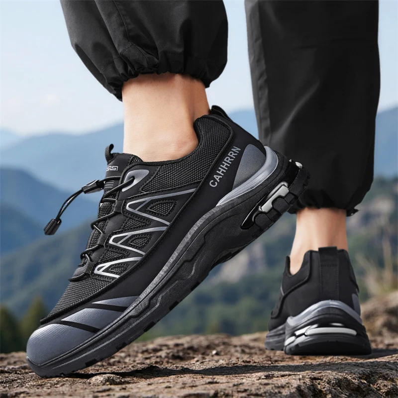 

New Brand Men's Casual Sports Shoes with Flat Heels Anti-slip Grip and Lace-up Breathable Mesh Large-sized Hiking Shoes