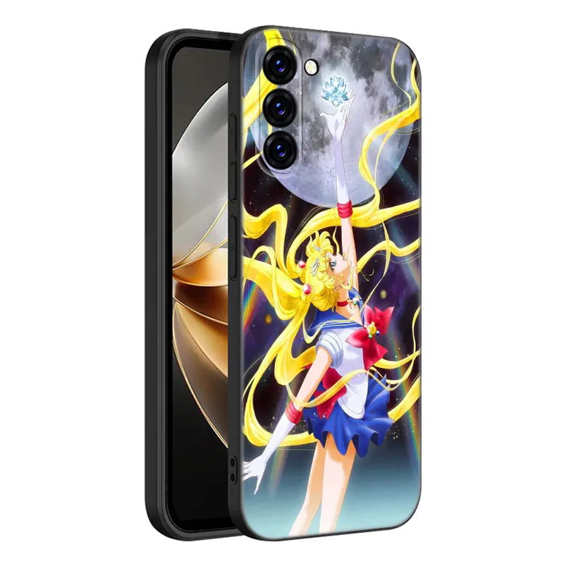 Pretty Soldier S-Sailor Moon Phone Case For Samsung Galaxy S20 S21 S23 FE S22 Ultra S10E S10 Lite S8 S9 Plus S7 Edge Black Cover