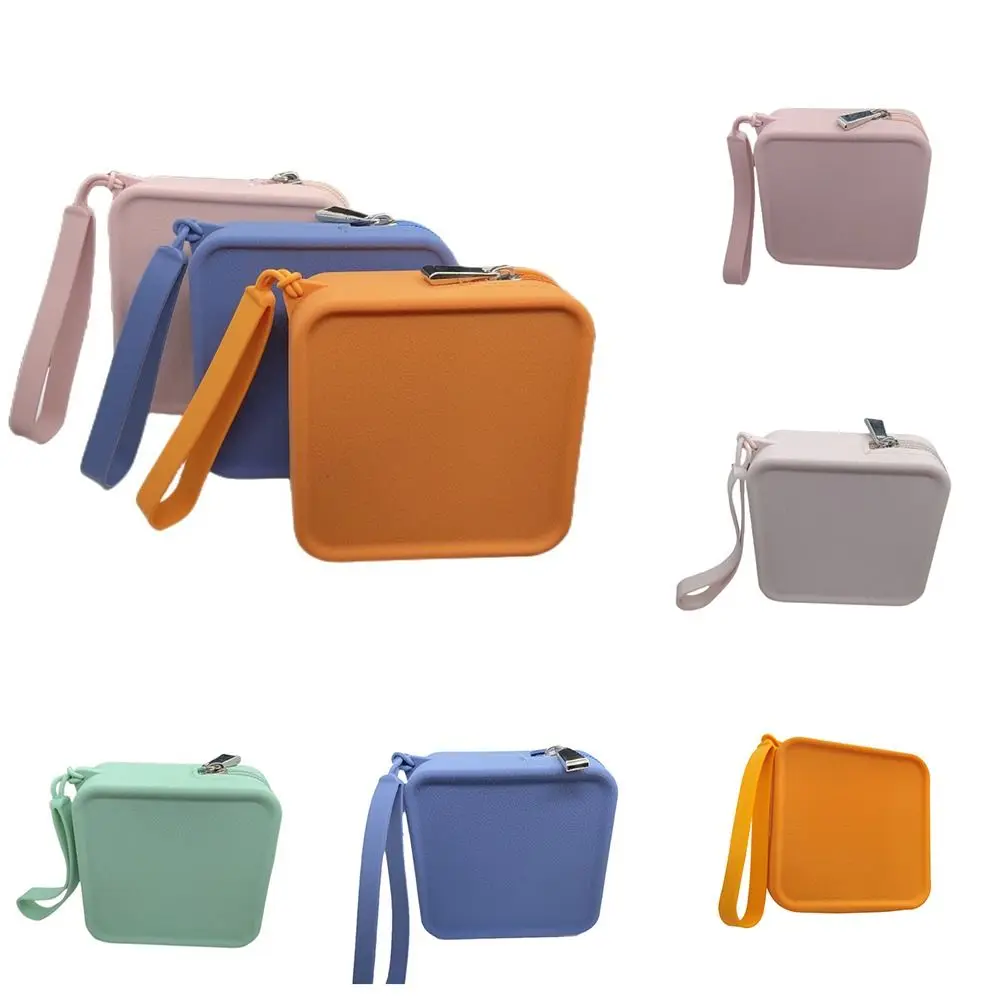 Silicone Square Coin Purse  Earphone Storage Bag Women Portable Lipstick Cosmetic Bag Student Simple Small Item Bag