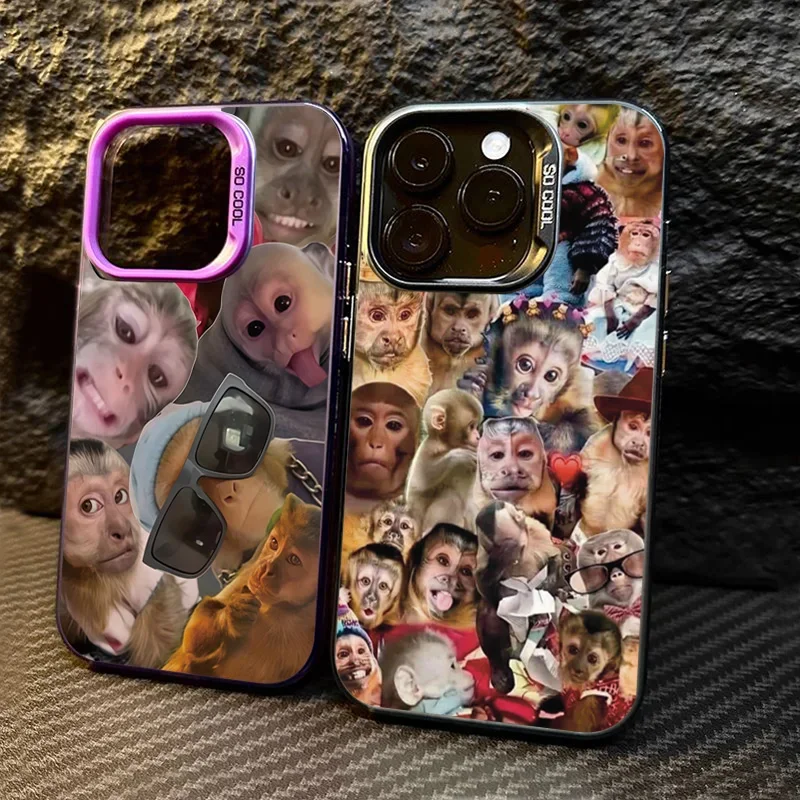 For iPhone 16 Pro Max 15 14 Plus 13 12 11 XS X XR 7 8 Plus SE 2022 New Creative Monkey Pattern Shockproof Back Phone Case Cover