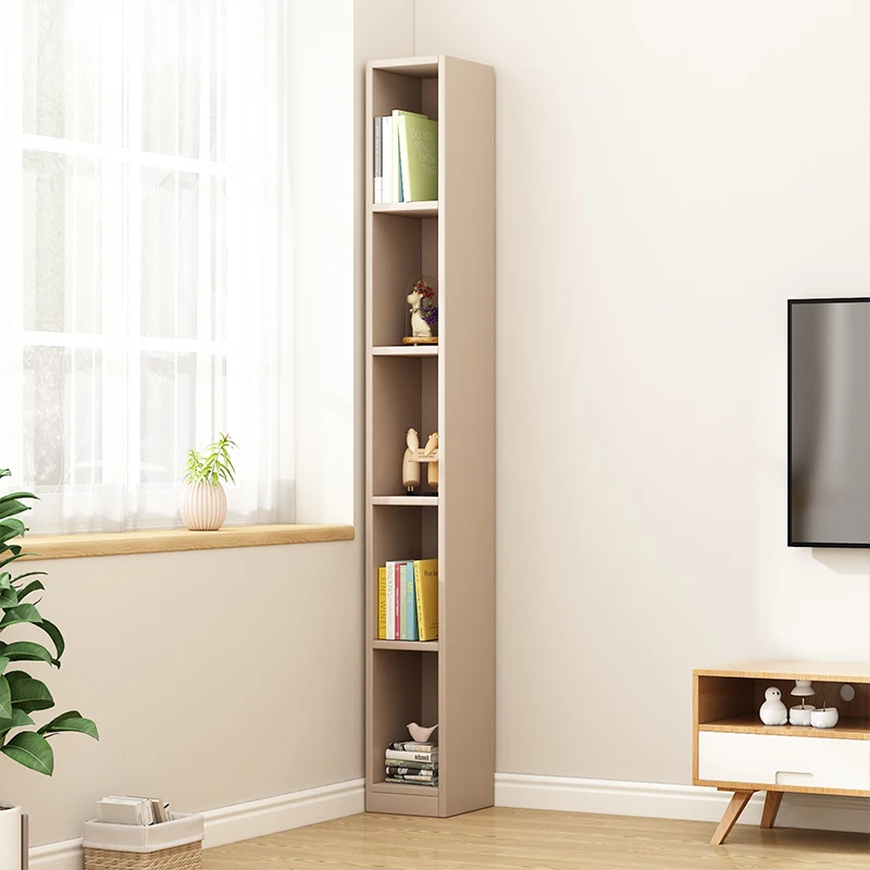رف كتب ضيق مخصص، غرفة المعيشة، غرفة النوم، التخزين، التخزين، زاوية خزانة الكتب الصغيرة، زاوية من الأرض إلى الجدار #3