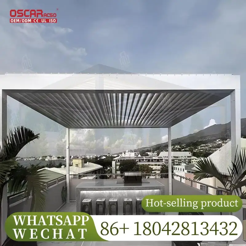 

3 м х 4 м моторизованная биоклиматическая пергола из алюминиевого сплава, водонепроницаемая рамка с порошковым покрытием, легко собираемая защита от солнца для сада P