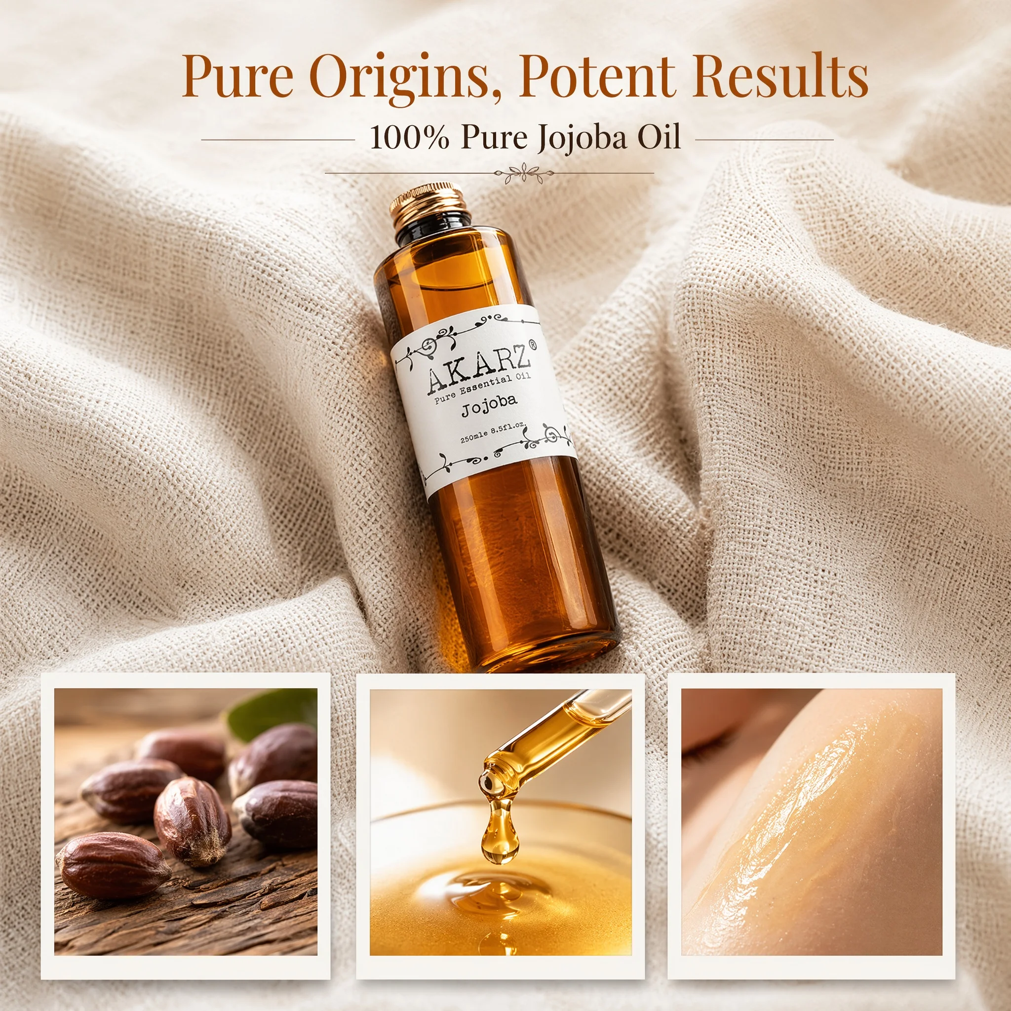 AKARZ Jojoba Oil Nourishing Skin & Hair Care, Bath Maintenance Carrier Oil made in Mexico High-Capacity 500ml