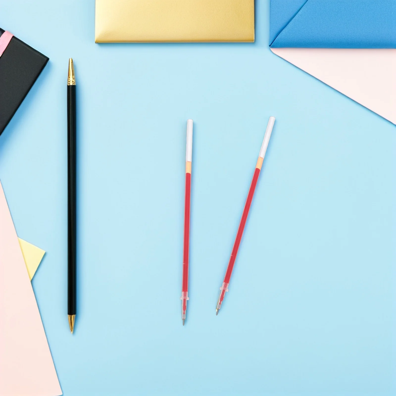 300Pcs Red Gel Ink Pen Refills Smooth Writing 0.5mm Fine Tip Office Signature Business Note Taking Ballpoint Replacement