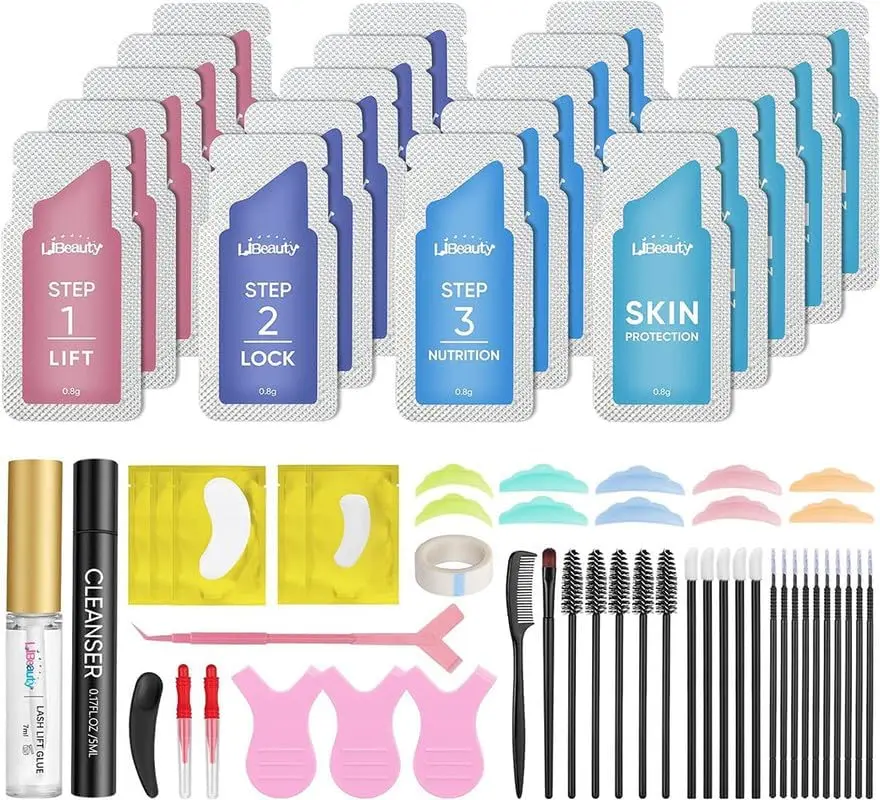 Libeauty Zestaw do podnoszenia rzęs i laminowanie brwi Zestaw 2 w 1 Balsam do trwałej ondulacji rzęs Jednorazowe Szybkie podkręcanie Zastosowanie w domu lub salonie