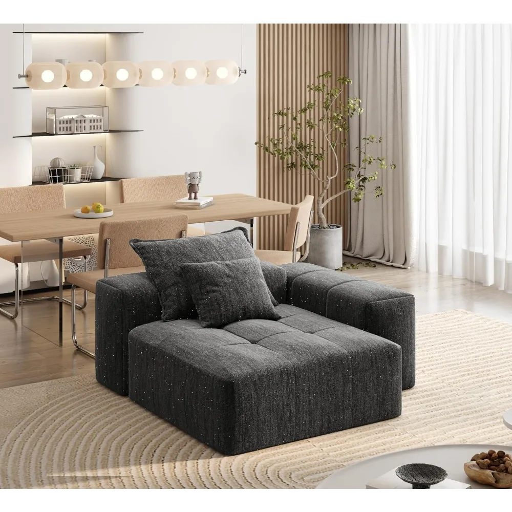 Canapé sectionnel modulaire surdimensionné moderne avec 1 accoudoir, canapé à coussin doux en Chenille scintillante avec 2 oreillers, combinaison Tuf DIY