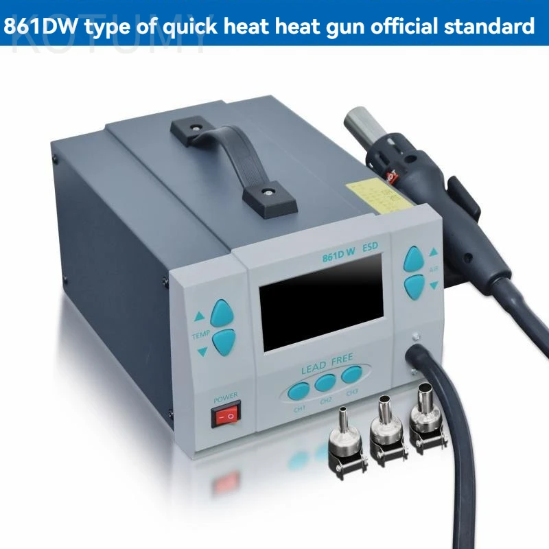 861DW Hot Air Rework Station, Intelligent LCD Display, 1000W Fast Heating for Maintenance