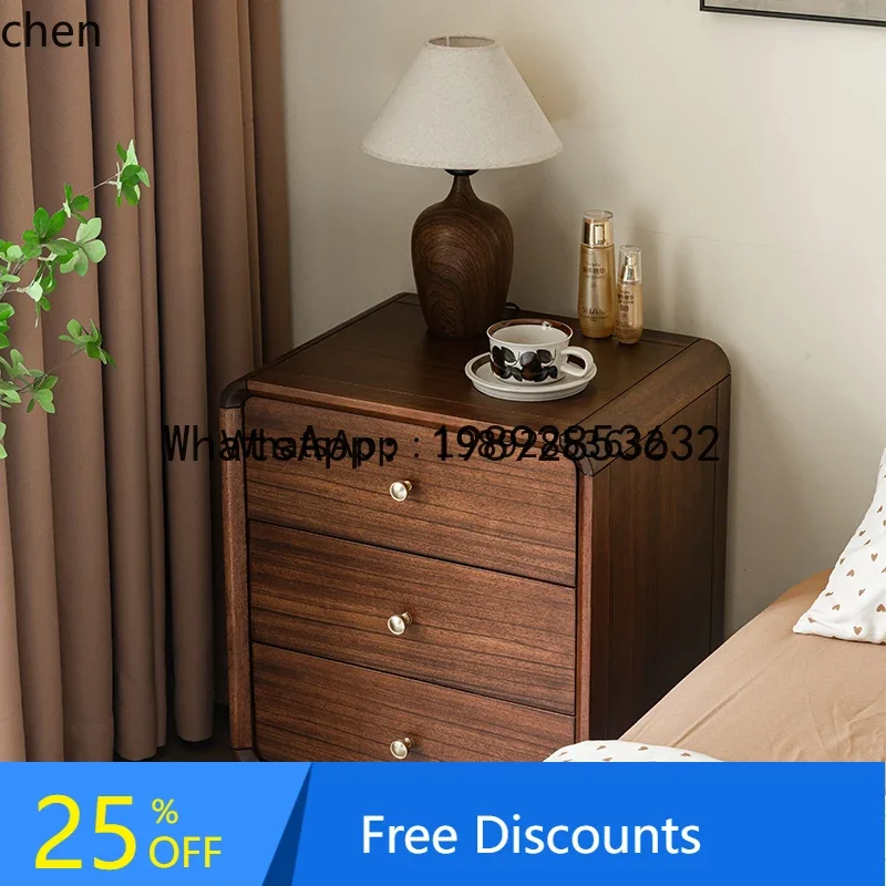 bedside all solid wood three-draw chest minimalist bedroom storage simple modern bedside cabinet home decor