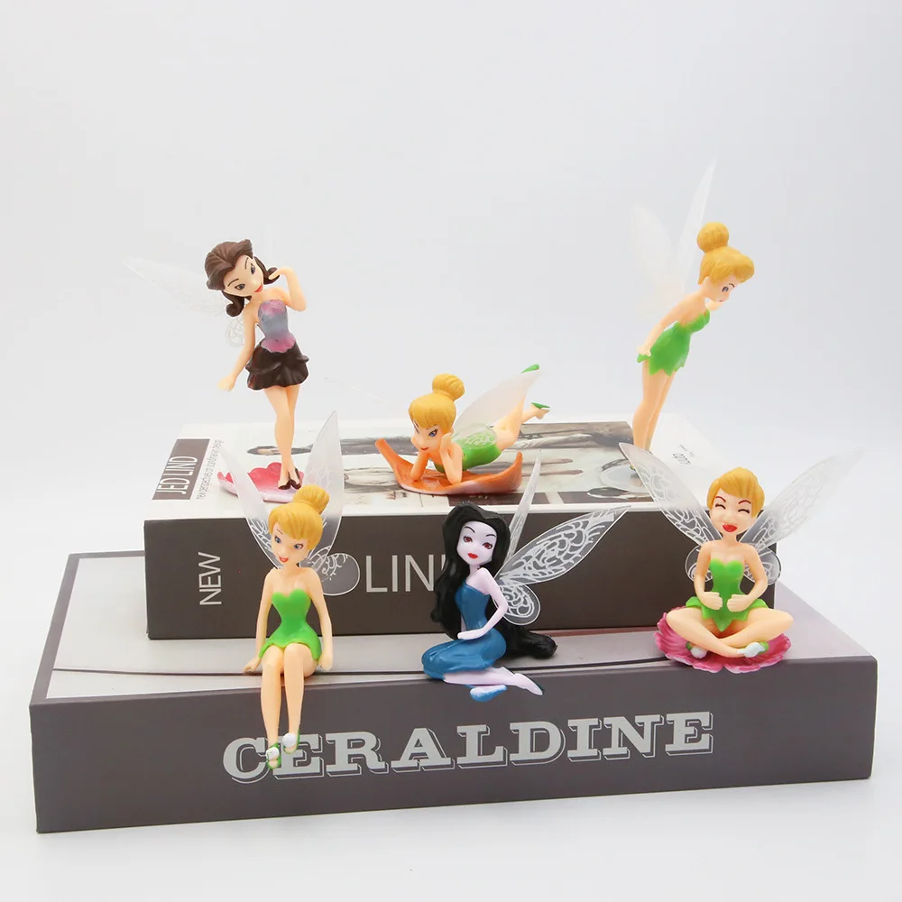 6 stücke/1 satz Heißer Disney Anime Tinkerbell Märchen Mädchen Tinker Bell Pvc Action-figuren Spielzeug Desktop Dekoration weihnachten Geschenke
