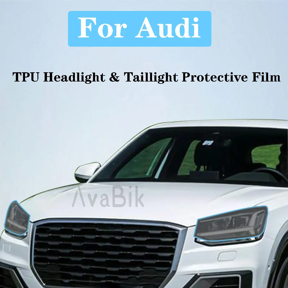 

TPU Car Headlight & Taillight Vinyl Protective Film For Audi Q2 2017-2021 Auto turn purple black Sticker Waterproof Transparent