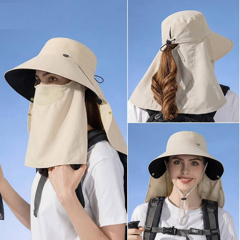 

sun protection hats suitable for outdoor cycling Removable brimmed sunshade with large brims Scarf-like head protection for neck