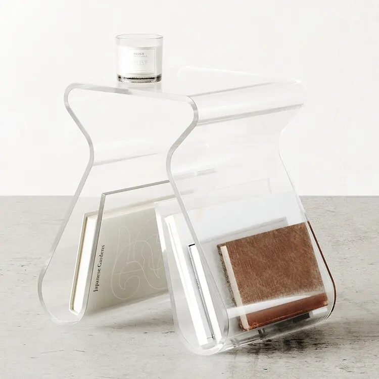 Acrylic creative stool transparent corner few books and magazines rack bay window sofa side table bedside table