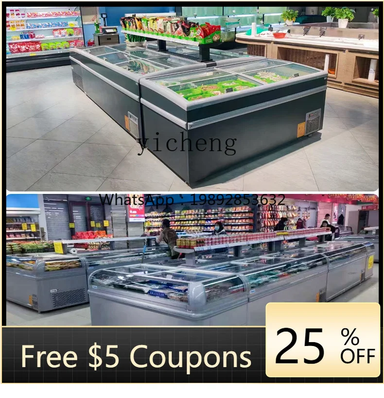 

Ice Cast Island Cabinet Horizontal Refrigerator Commercial Refrigeration Fresh-keeping Large Capacity Freezer Display Cabinet