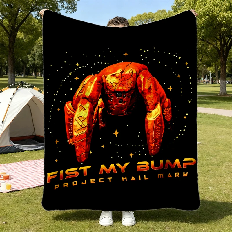 Project Hail Mary Fist My Bump Rocky The Alien Poster Flannel Blanket Flannel Throw Cozy Blanket