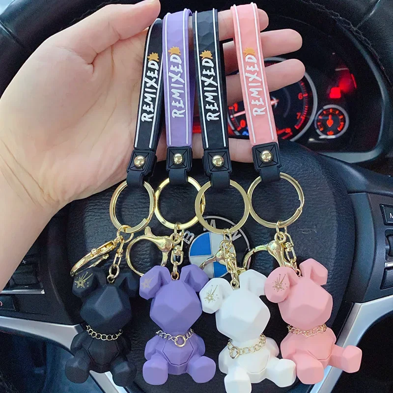 

Cute Cartoon Universal Phone Wrist Strap Nordic Bunny Doll Keychain Fashion Punk Rabbit Keyring Car Bag Phone Case Chain