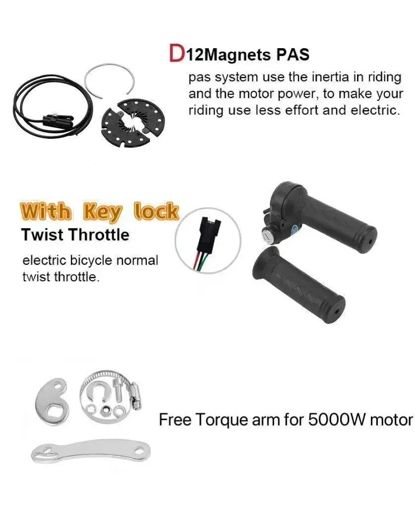 Kit de conversión de bicicleta eléctrica de gran potencia, 72V, 3000W, con batería de litio para bicicleta, transporte marítimo toma mucho tiempo.