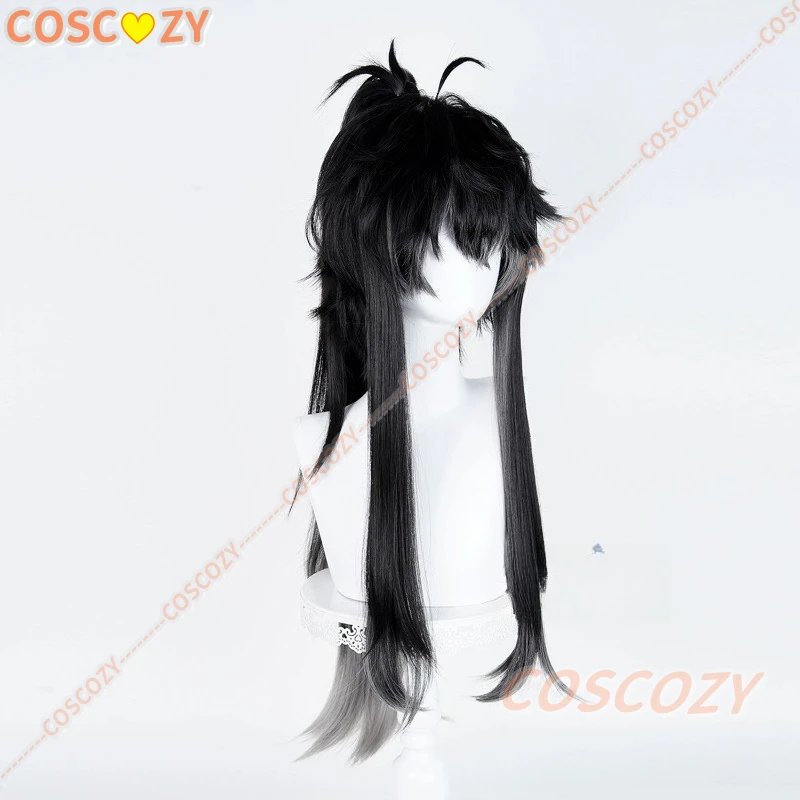 Wuthering Waves Qiuyuan Cosplay Wig Black Grey Long Hair Halloween Party Hair for Women Men Carnival Festival Props Accessories