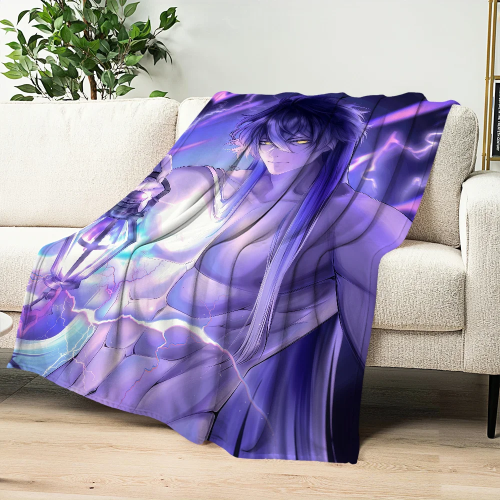 Flins Genshin Impact fanart muscle Blanket Flannel warm soft plush blanket for sofa living room hogar bedroom travel gift home