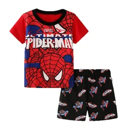 Pigiama estivo in cotone per bambini Cartoon Spiderman Baby Set abbigliamento abbigliamento per bambini maglietta a maniche corte per bambini Sleepwear