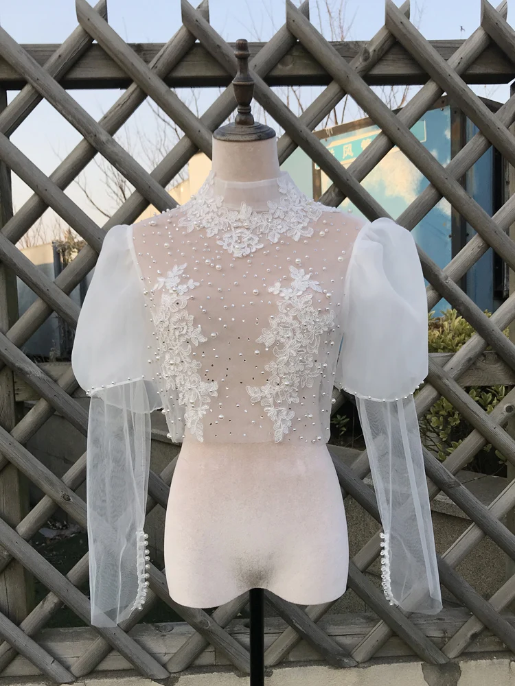 GOHYPDUG  Bridal Bolero Shawl Wedding Accessories Wedding Jacket Shrug Custom Made Long Sleeve Bridal