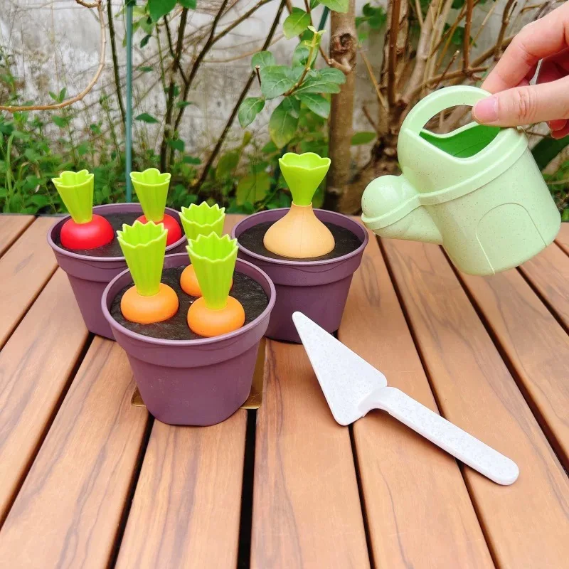 Children's Shovel Planting Sprinkler Planting Play House Toys Play Sand Radish Potting Set Beach Sand Playset -  Birthday Gifts