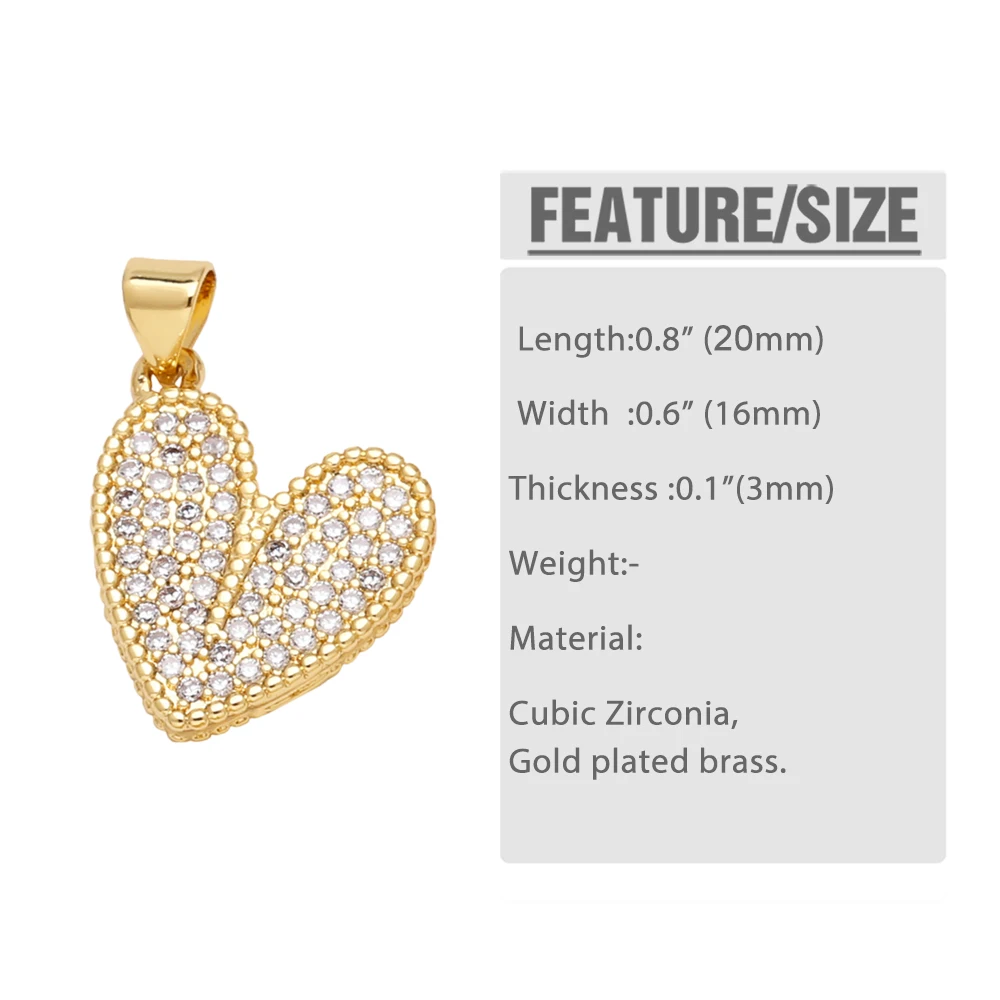 OCESRIO Fashion White Crystal Heart Pendant for Necklaces Copper Gold Plated Crown Star Heart Jewelry Making Supplies pdtb717