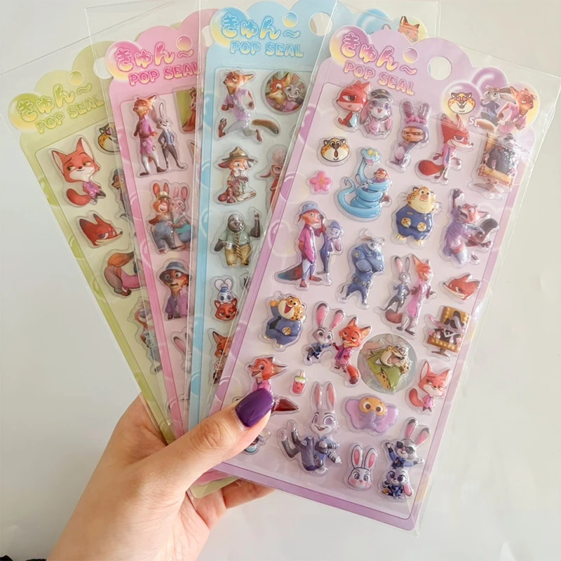 Disney Zootopia Cartoon 3D Relief Stickers Decorative Kawaii Judy Nick Phone Case Laptop Decoration Bubble Decals Toy