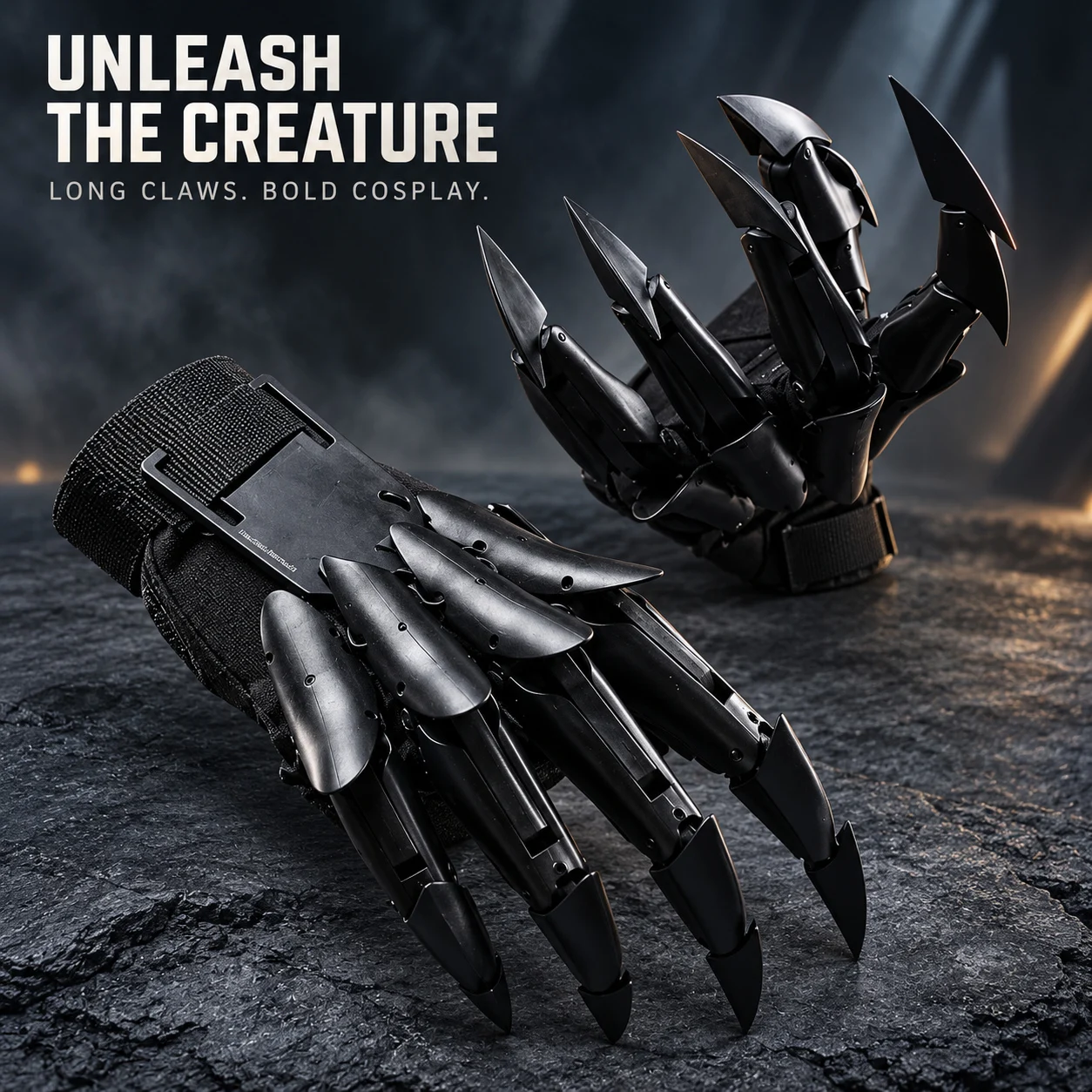 Black Claw Gloves Long Finger Armor Dragon Costume Accessory for Halloween Cyberpunk Cosplay Parties and a Fearsome Monster Look