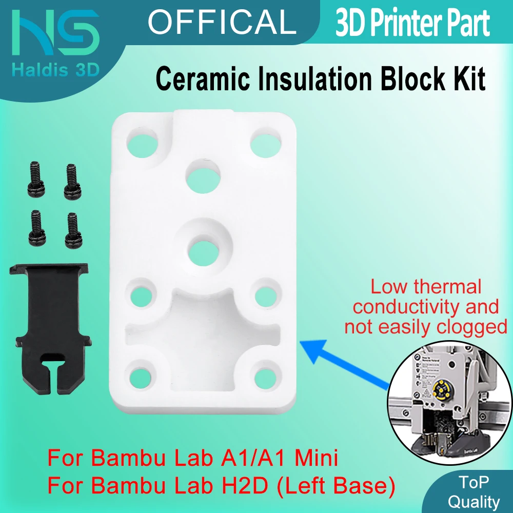 

Для Bambu Lab A1/A1 мини-нагревательный блок в сборе, комплект керамических изоляционных блоков, монтажный тепловой компонент Hotend для Bambulab H2D, левое основание