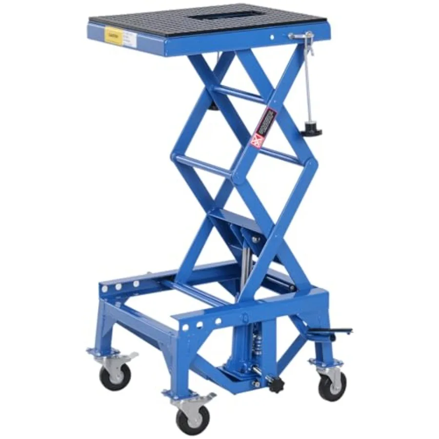 

300 lbs Hydraulic Motorcycle Scissor Jack Lift with Foot Step and Wheels for Small Dirt Bikes in Black