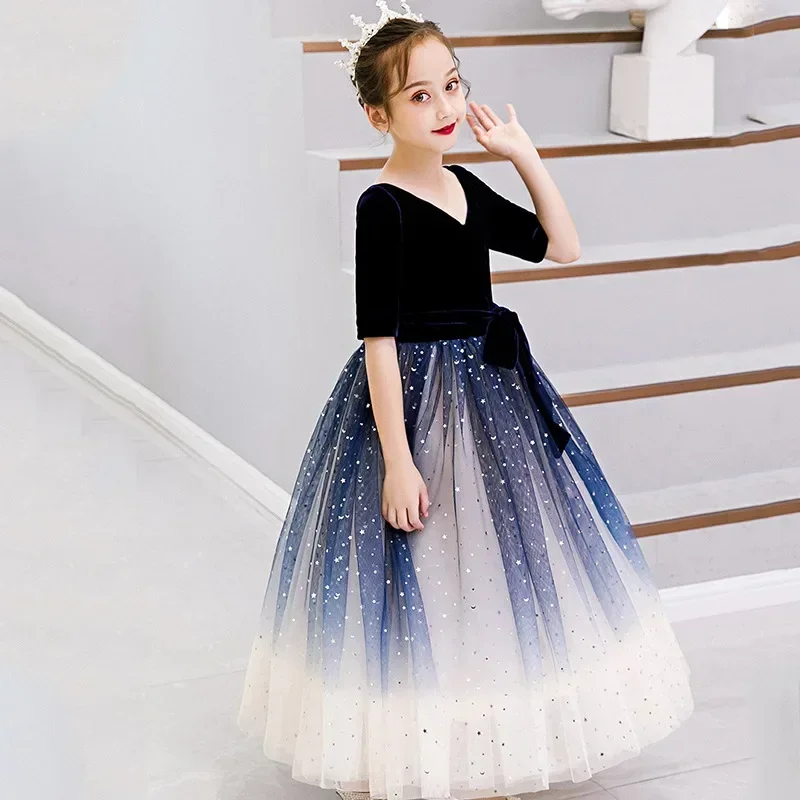 Flower Boy Pengpeng Yarn Princess Dress 2024 Spring New Performance Dress Fashionable Small Host Walking Show Children's Dress