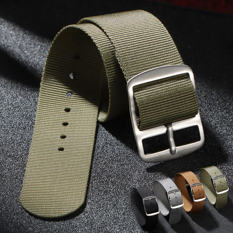 20mm High Quality Ribbed Nylon Strap for Military Soft Canvas Watch Band for Seiko Bracelet Sport Waterproof Universal Wristband