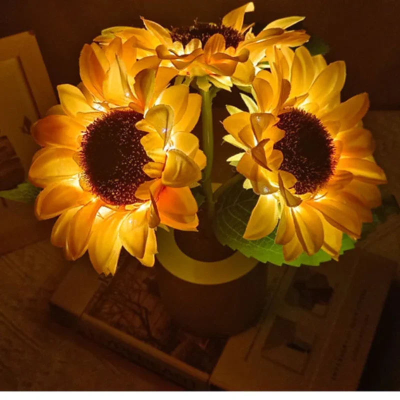 Sunflower ตารางโคมไฟ LED Nightlight นอกจากโคมไฟ USB ชาร์จโคมไฟเด็กของขวัญห้องนอน Home Party